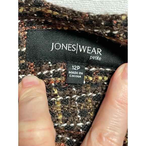 Jones Wear petites 12P brown black longer midi flared skirt‎ - Picture 2 of 6